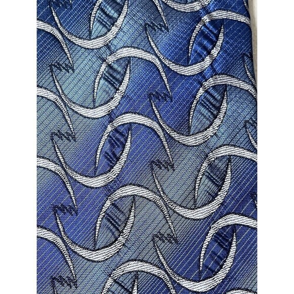 Vintage Emilio Ponti Hand Made Silk Necktie Men's Blue 70s Theme Classic 58" - Picture 3 of 5